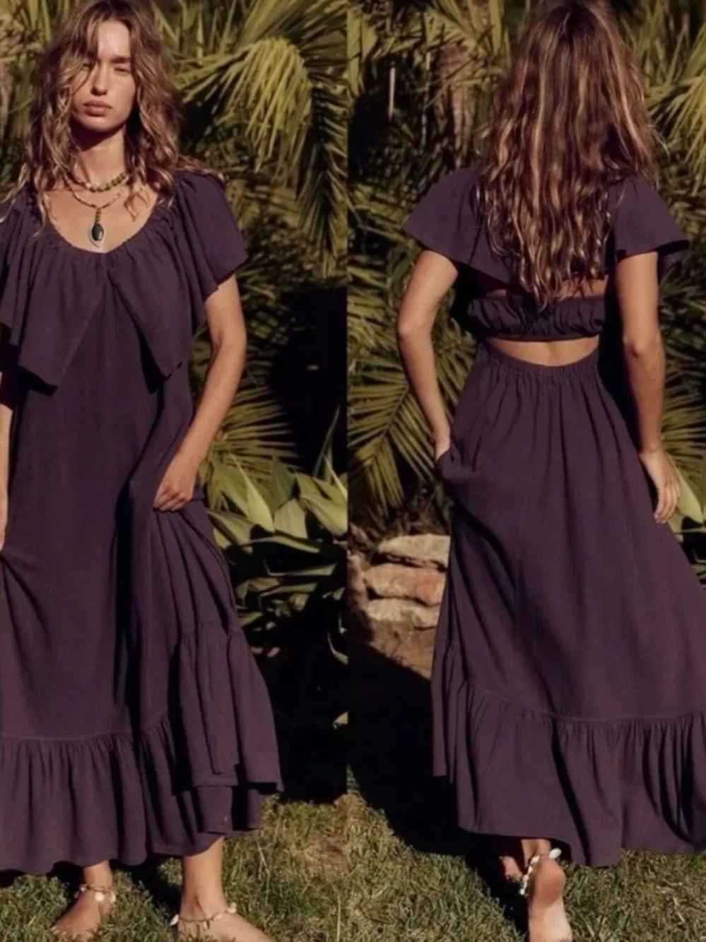 NWT Free People Beach Lynne Midi Dress – Elderberry – Large
